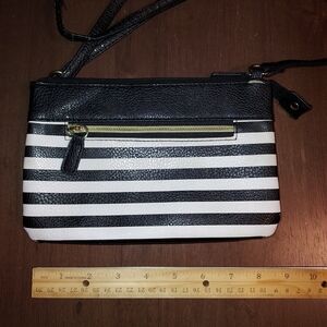 Elegant Striped Black and White Shoulder Bag